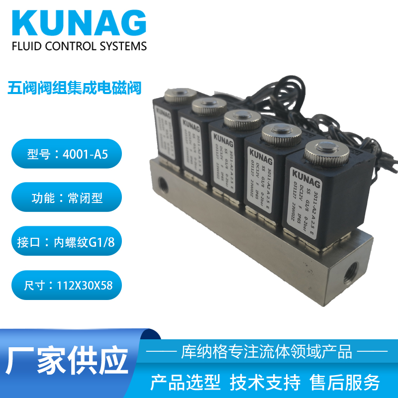 五閥集成閥組電磁閥 316不銹鋼 5路進(jìn)1路出 耐腐蝕